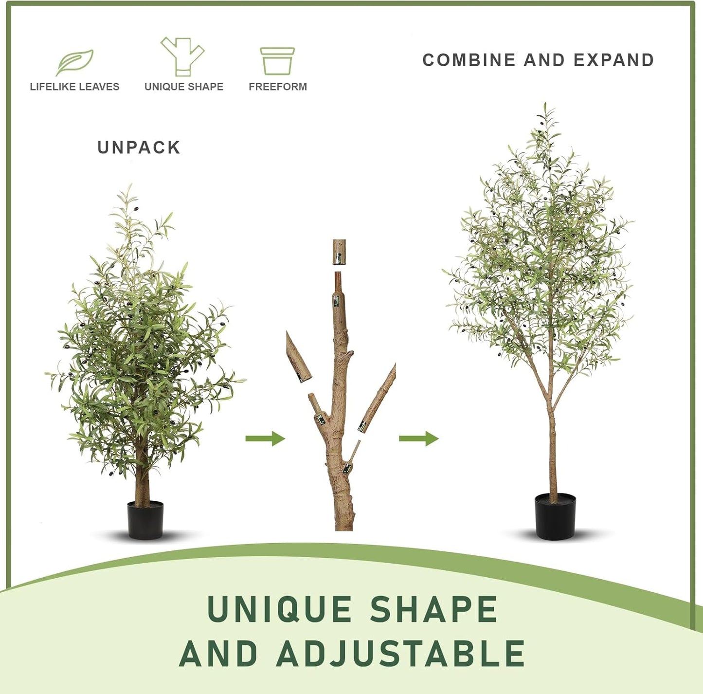 LYERSE Olive Trees Artificial Indoor - Faux Olive Tree 6ft - Fake Olive Tree with Olive Branches and Lifelike Fruits - Artificial Olive Tree for Modern Home Office House Living Room Decor Indoor