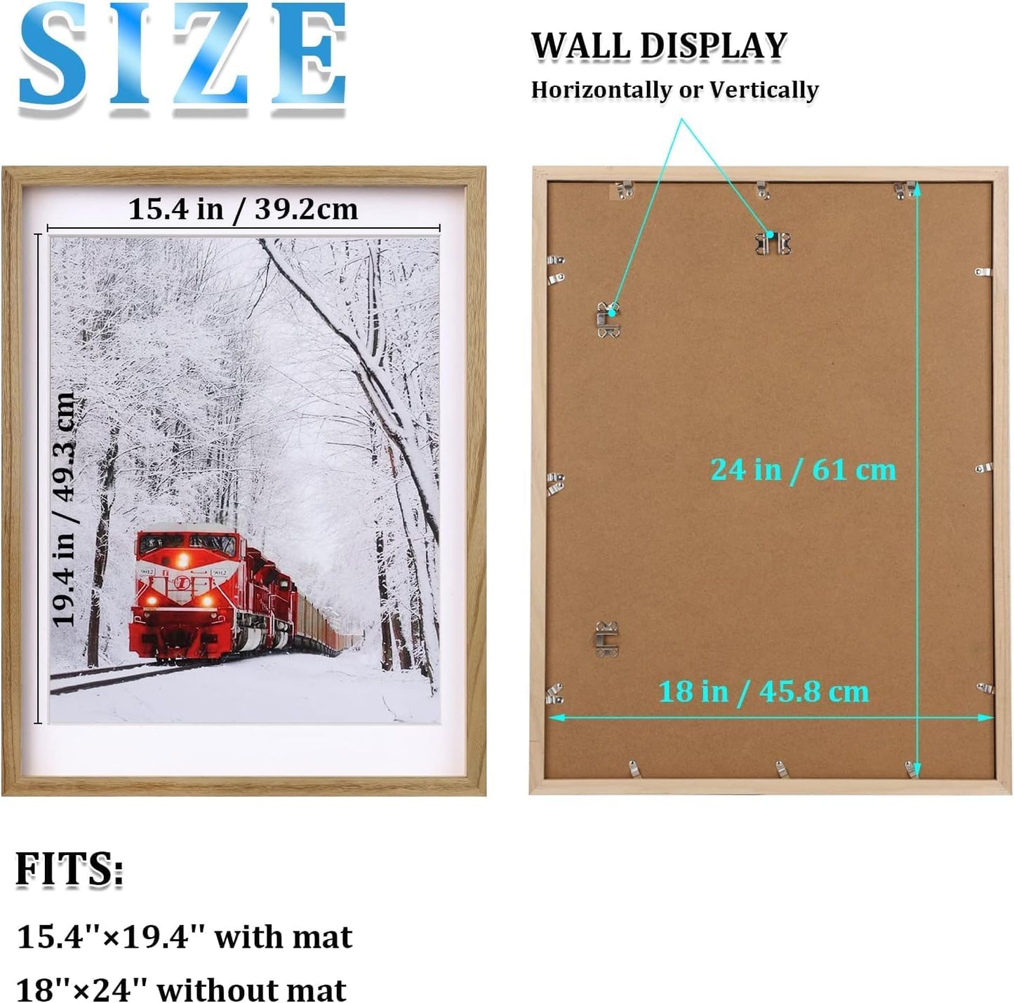 Egofine 12x16 Picture Frame Black, Covered by Plexiglass Made of Solid Wood, Display Pictures 9x12 and 11x14 with Mat or 12x16 Without Mat, for Wall Mounting Photo Frame - Colors A