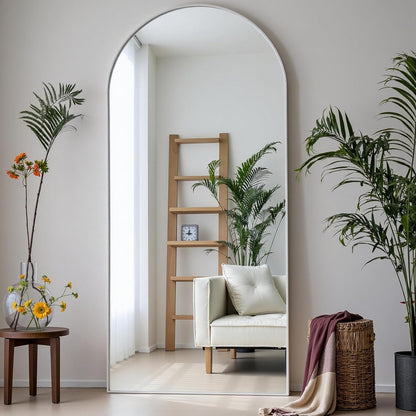 Dewfig Arched Full Length Mirror, 76"x34" Large Floor Mirror, Full Body Mirrors for Leaning or Hanging, Standing Mirrors for Bedroom, Living Room,Dressing Room, Aluminum Alloy Frame, Black