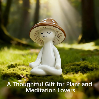 Meditation Mushroom Resin Statues – Cute Yoga Mushroom Figurines for Desk, Home, Office & Garden Decor – Zen Resin Sculptures for Living Room, Patio, Tabletop & Backyard (1 Pack, Mushroom)