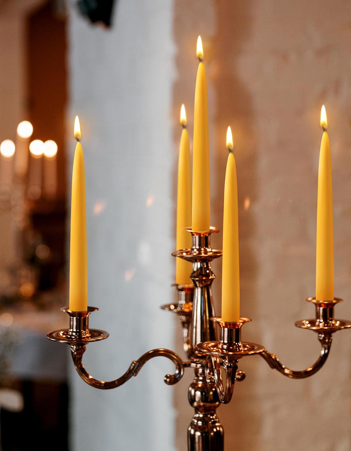 10inch Beeswax Taper Candles 12 Pack Natural Pure Beeswax Candlesticks Smokeless 10 Hour Long Burning Time Tapered Beeswax Candle Sticks Bees Wax Candle for Home Prayer