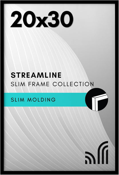 Americanflat 24x36 Poster Frame with Polished Plexiglass - Streamline Collection - Thin Border Picture Frame for Wall Display - Hanging Hardware Included - Black - Colors A