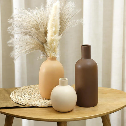 Modern Ceramic Vase Set of 5, Vases Home Decor Rustic Farmhouse Decorative Vase Pottery Vases for Bouquet Pampas Grass Dried Fresh Flowers, Table Living Room Kitchen Bedroom