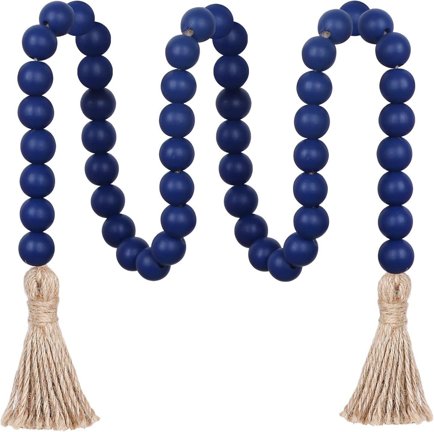 Meplait 39in Wood Bead Garland Farmhouse with Tassels,Versatile Prayer Beads Boho Chic Wall Hanging Home Decor (Black)