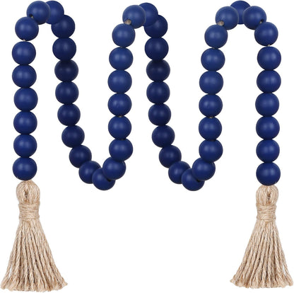 Meplait 39in Wood Bead Garland Farmhouse with Tassels,Versatile Prayer Beads Boho Chic Wall Hanging Home Decor (Black)