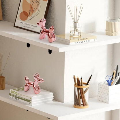 Notakia Cute Ceramics Balloon Dog Statue Crafts Gold Living Room Desktop Decorations,Handmade Modern Small Ceramic Animal Statue Ornament Gold Home Decor Accents