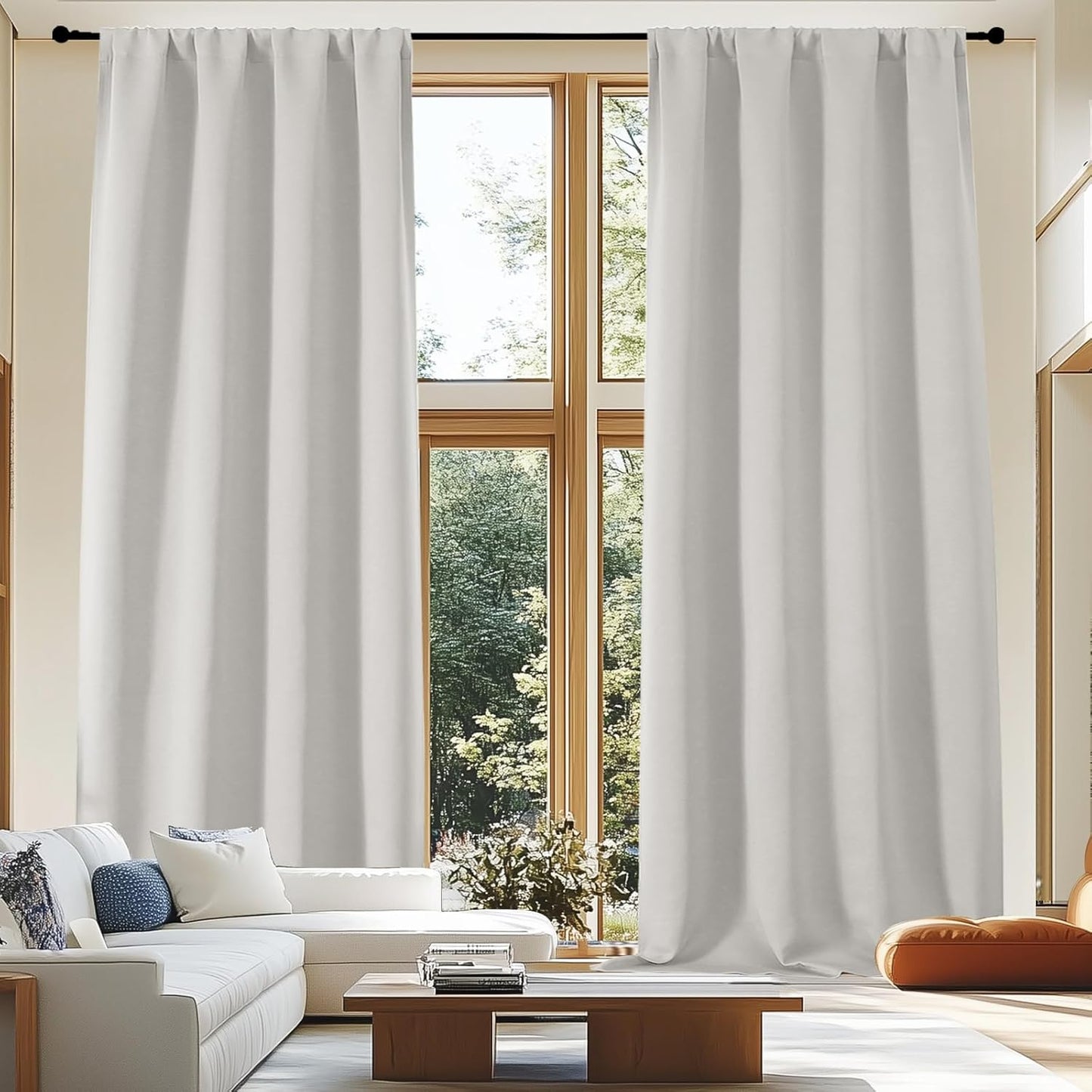 Simplebrand Ava Sage Green Blackout Curtains for Bedroom 63 Inch Length 2 Panels Set, Solid Thermal Insulated Energy Saving Rod Pocket Window Treatment Curtains Blackout Drapes, W40 x L63 Inch, Sage - Colors A