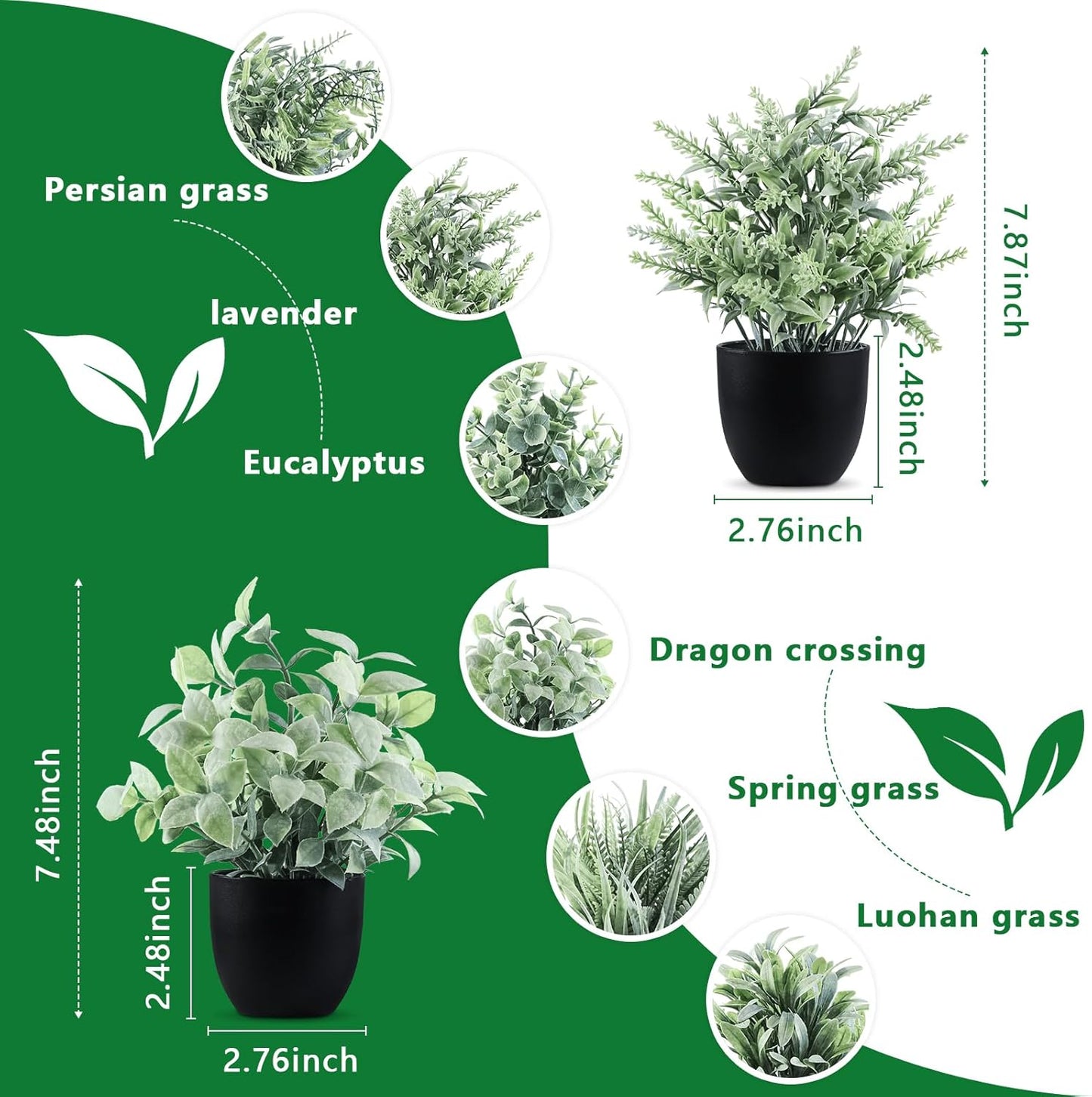 4pcs Fake Small Plants, Artificial Greenery Potted Plant for Home Office Decor, Small Faux Gray Grass Eucalyptus for Bathroom Plants Decoration, Mini Plant Potted Table Shelf Decoration