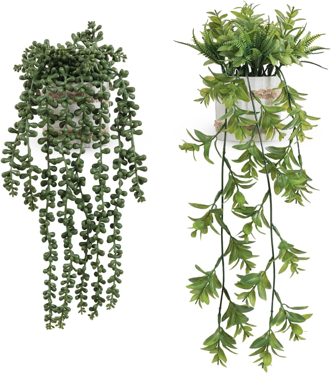 3 Pack Mini Artificial Hanging Greenary Fake Hanging Plants in Basket for Wall Living Room Decor Bathroom Shelf Home Indoor