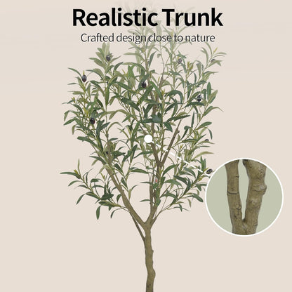 Faux Olive Tree, 5FT Artificial Olive Trees with Lifelike Olive Branches and Fruits, Fake Floor Plants with Pot for Indoor Home Office Living Room Outdoor Decor