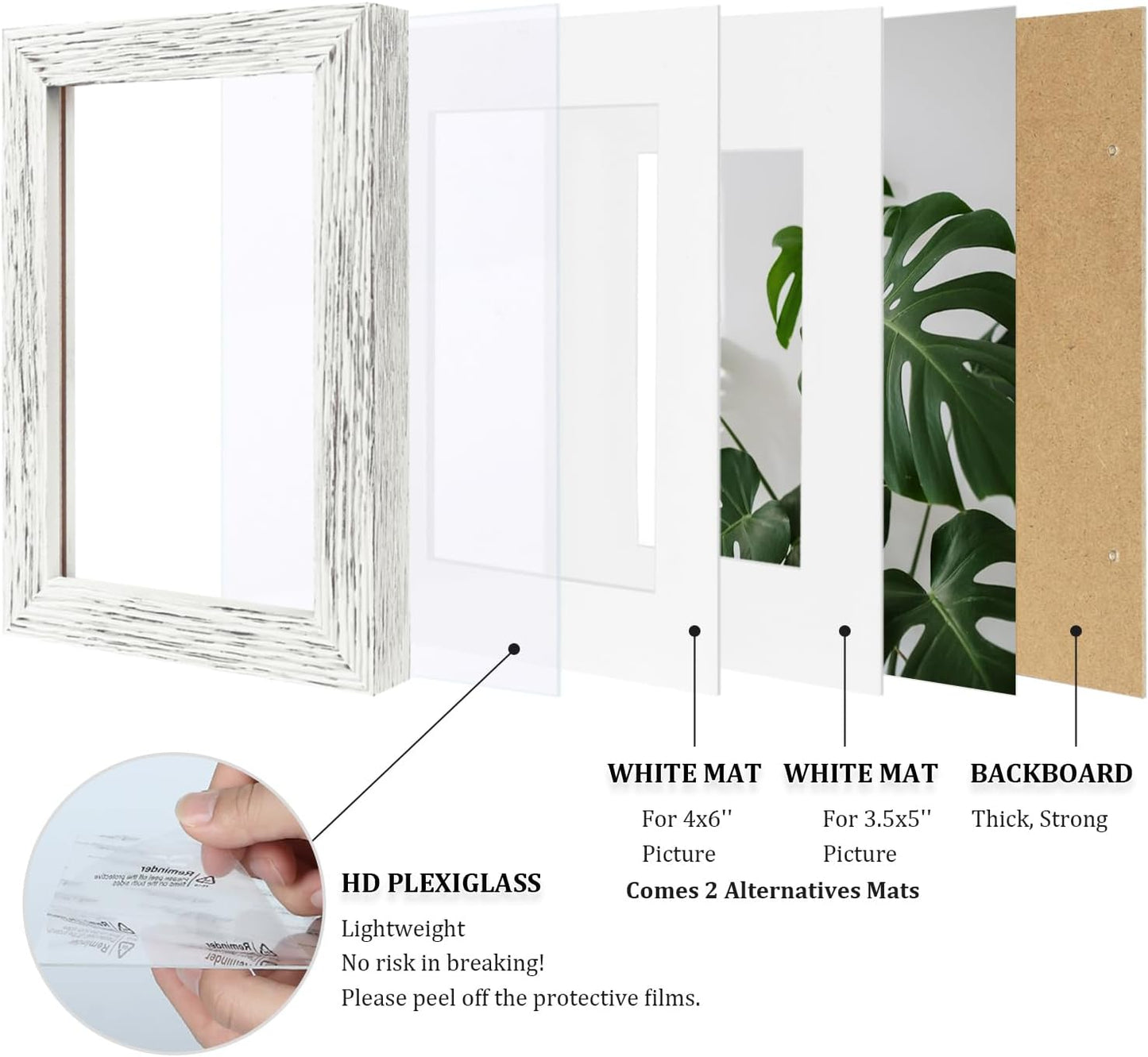Egofine 12x16 Picture Frame Black, Covered by Plexiglass Made of Solid Wood, Display Pictures 9x12 and 11x14 with Mat or 12x16 Without Mat, for Wall Mounting Photo Frame - Colors B