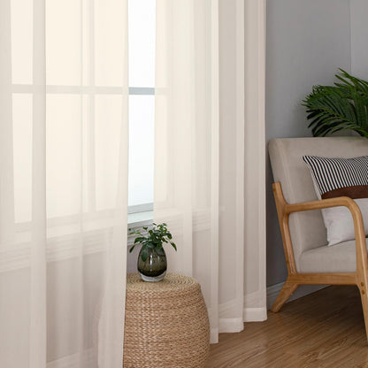 Chyhomenyc Sheer White Valances for Windows 2 Pack, Small Window Curtains for Living Room Bathroom Cafe Laundry Basement, Modern Top Dual Rod Pocket Voile Curtain, 42W x 14L inches, White - Colors A