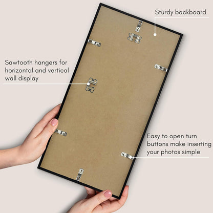 Americanflat 24x36 Poster Frame with Polished Plexiglass - Streamline Collection - Thin Border Picture Frame for Wall Display - Hanging Hardware Included - Black - Colors A
