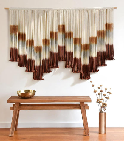 Flber Macrame Wall Hanging Macrame Wall Decor Large-Scale Tie-Dye Tapestry Living Home Room Wall Decor 57" Wx 35" L