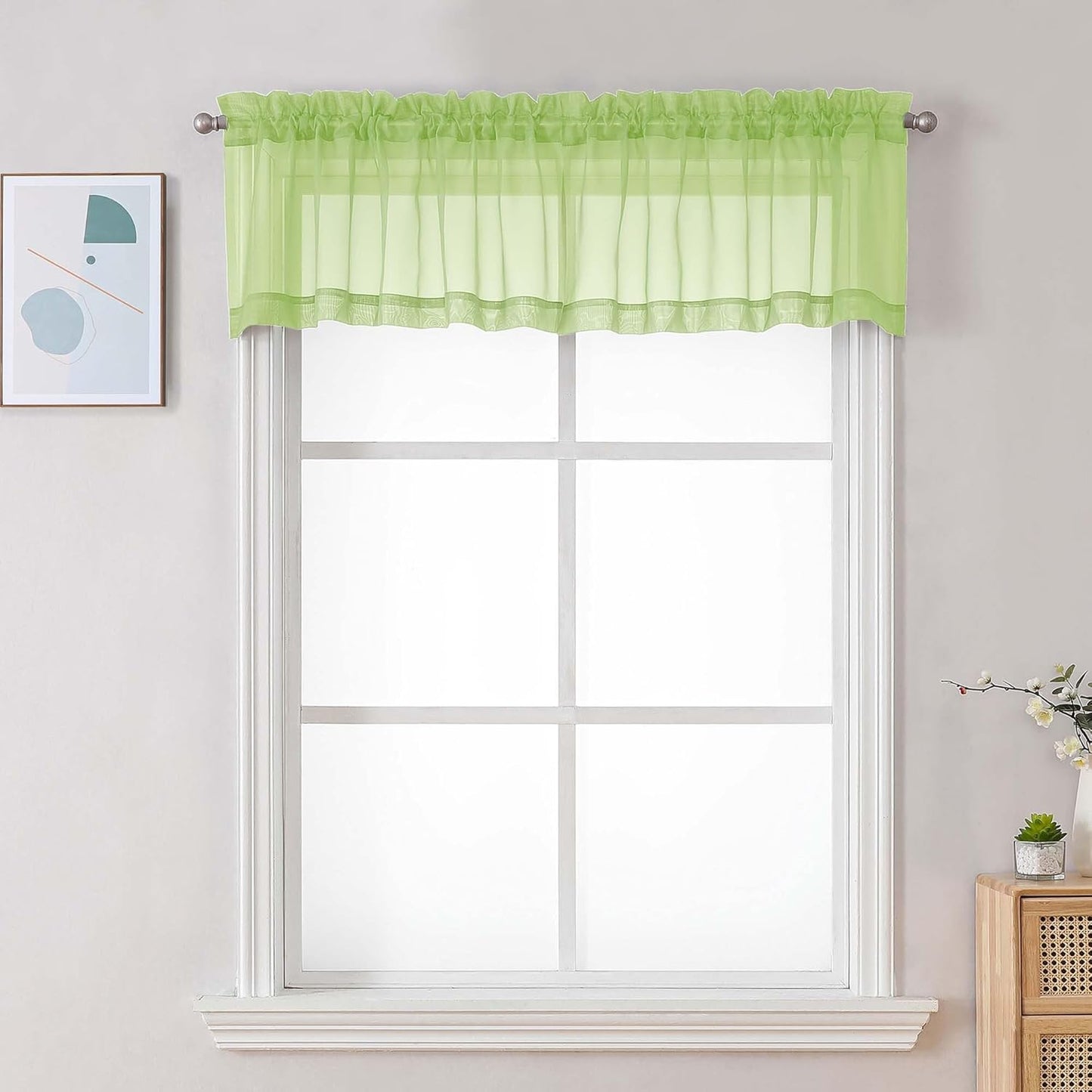 Chyhomenyc Sheer White Valances for Windows 2 Pack, Small Window Curtains for Living Room Bathroom Cafe Laundry Basement, Modern Top Dual Rod Pocket Voile Curtain, 42W x 14L inches, White - Colors A