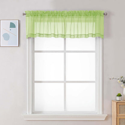 Chyhomenyc Sheer White Valances for Windows 2 Pack, Small Window Curtains for Living Room Bathroom Cafe Laundry Basement, Modern Top Dual Rod Pocket Voile Curtain, 42W x 14L inches, White - Colors A