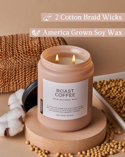 M&SENSE Eucalyptus & Mint Scented Jar Candle, Large 19.4oz Natural Soy Wax, 110-Hour Long Lasting Non-Toxic Clean Burning, Fresh Smelling Home Aromatherapy for Spa Stress Relief, Gifts for Men Women