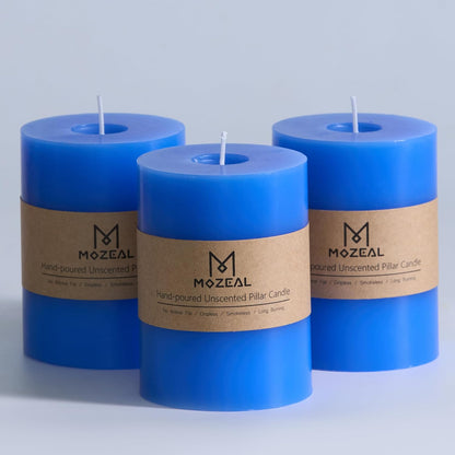 MOZEAL 3" x 4" Hand-Poured Unscented Candle,Dripless Pillar Candle Set of 3,Long Clean Burning,Approx 72 Hours Burn Time,Rustic Country Style,Wedding,Dinner,Christmas and Home Decor,White