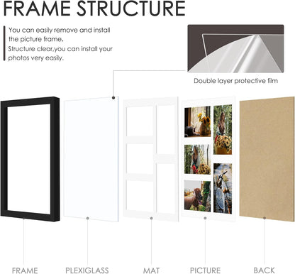 DUENPY 14x26 Collage Picture Frame 4x6 Collage Picture Frame Displays Twelve 4x6 inch Photos Available Horizontal Wall Mounting Display and Vertical Black - Colors A