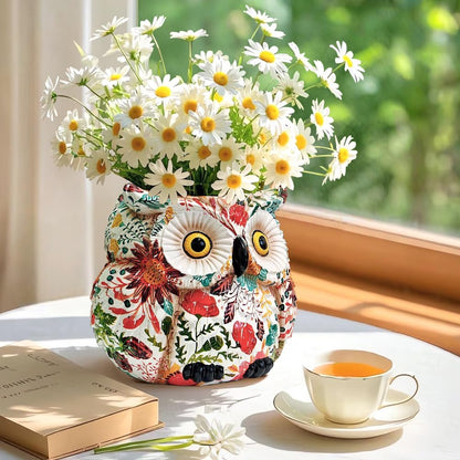 Owl Planter, Owl Succulent Pots, Funny Plant Pots Indoor/Outdoor, Decorative Garden Flower Pot, Cute Small Planters for office Home Decor, Unique Statue Figurine Gifts for Women Mother Teacher Red