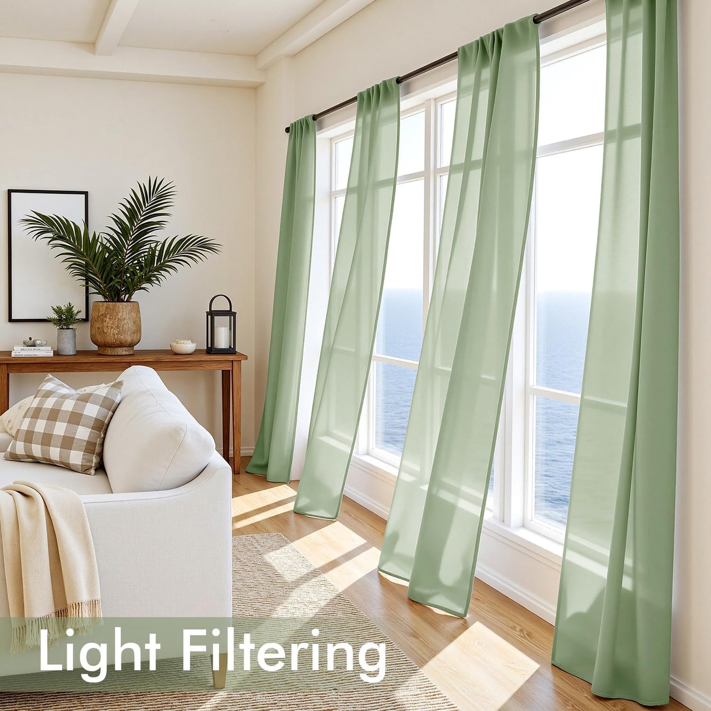 MIULEE White Sheer Curtains 84 Inches Long, 4 Panels Set, Light Filtering Rod Pocket Voile Drapes for Living Room and Bedroom, Airy Soft Fabric Window Treatments, 42 x 84 Inches