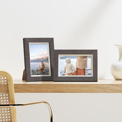 Vittanly 8x10 Picture Frames Set of 9, Shatter Resistant Plexiglass, Display 5x7 Pictures with Mat or 8x10 without Mat, Photo Frames for Wall or Tabletop, Engineered Wood, Black - Colors B