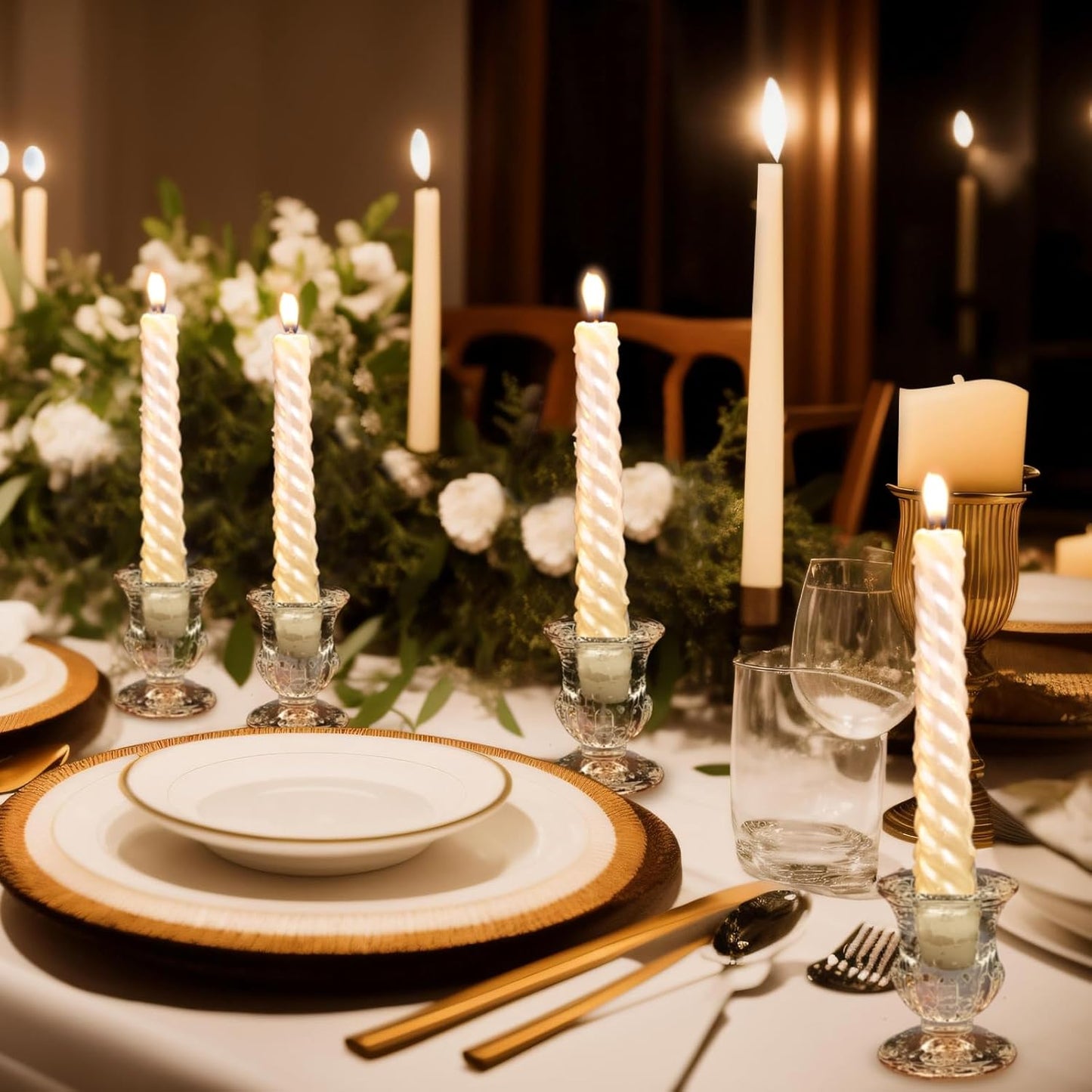 Foaincore 72 Pack Glass Candlestick Holders Bulk 2.5 Inch Taper Candle Holders Small Ritual Candle Stand Table Centerpieces for Wedding Christmas Valentine's Festival Party Dining Decorations (Clear)