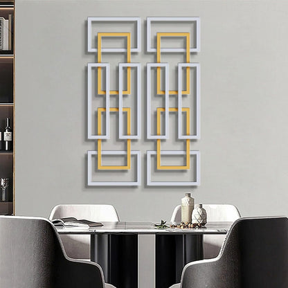 homary Large Metal Wall Art – 47.2" Modern 3D Abstract Geometric Overlapping Design, Iron Wall Decor for Living Room, Dining Room, Office