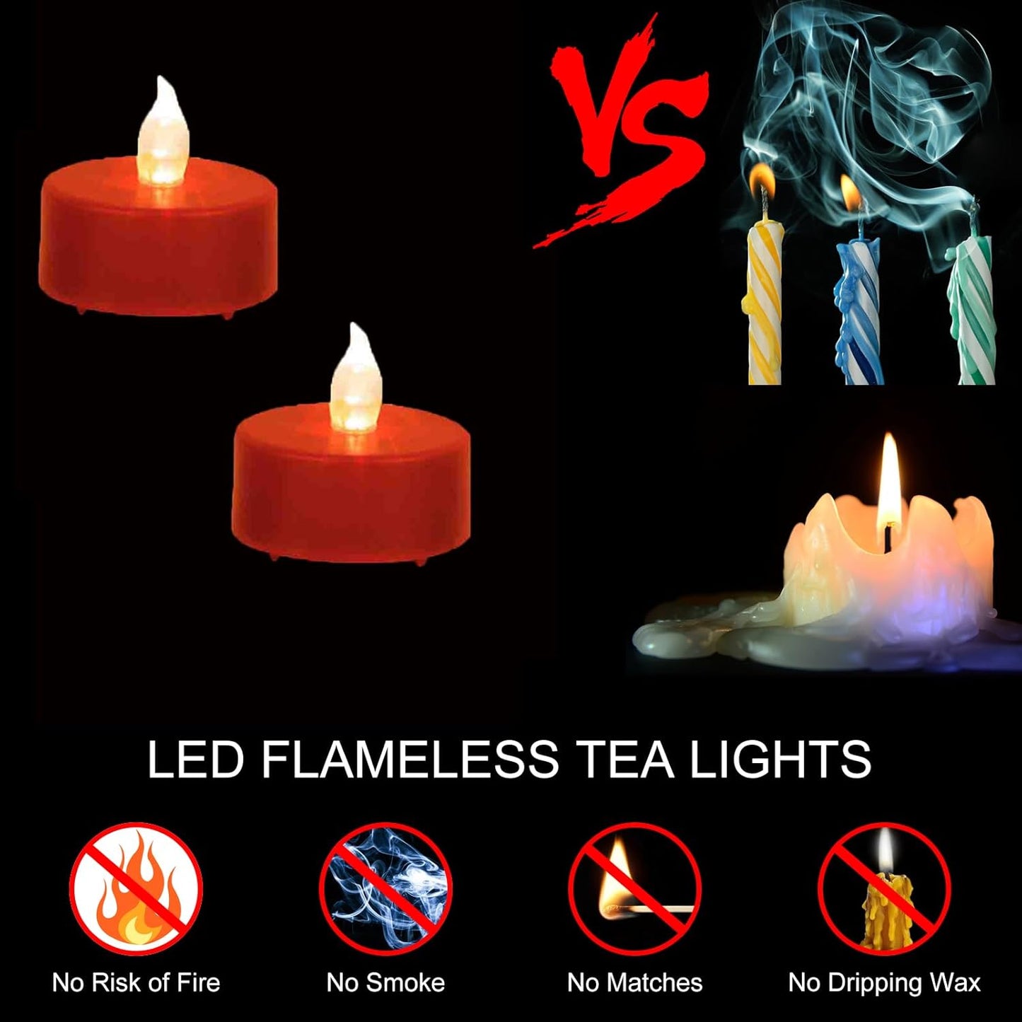 Battery Operated LED Tea Lights: 24PACK Flameless Votive Candles Lamp Realistic and Bright Flickering Holiday Gift Long Lasting 200Hours for Seasonal & Festival Celebration Warm White