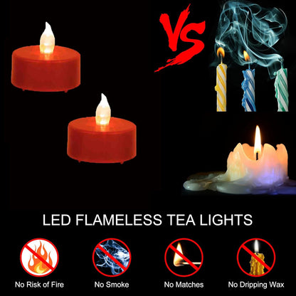 Battery Operated LED Tea Lights: 24PACK Flameless Votive Candles Lamp Realistic and Bright Flickering Holiday Gift Long Lasting 200Hours for Seasonal & Festival Celebration Warm White