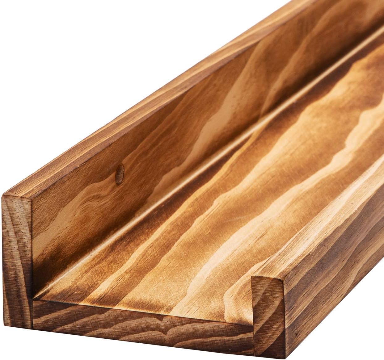 AZSKY Floating Shelves Wall Mounted Set of 2 Natural Wood Picture Shelves Wall Shelves for Bedroom Bathroom Living Room Kitchen Laundry Room Storage & Decoration 24 Inch