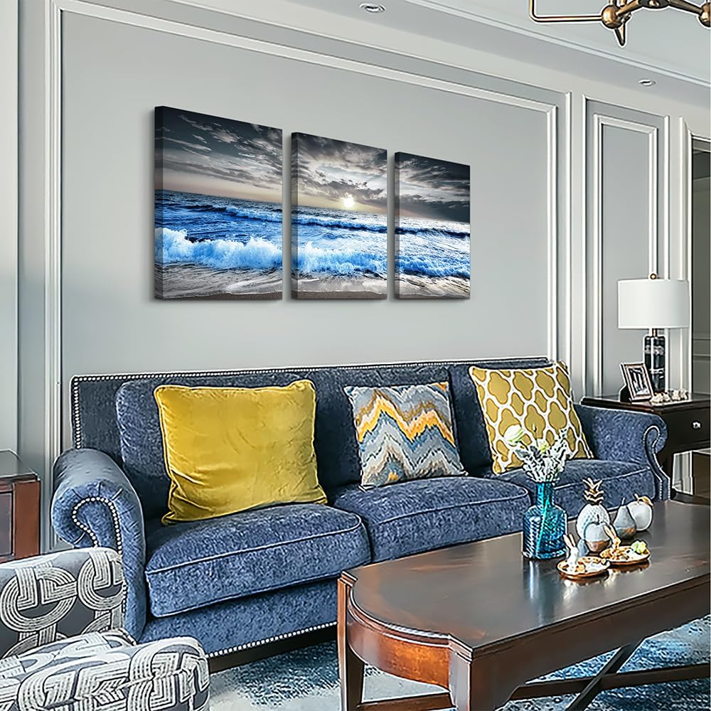 MHARTK66 Wall Art for Living Room Modern Wall Decor for Bedroom Office Decor Abstract Mountain Forest Landscapes Ink Painting 3 Piece Framed Canvas Art Prints Ready to Hang Wall Pictures Home Decor