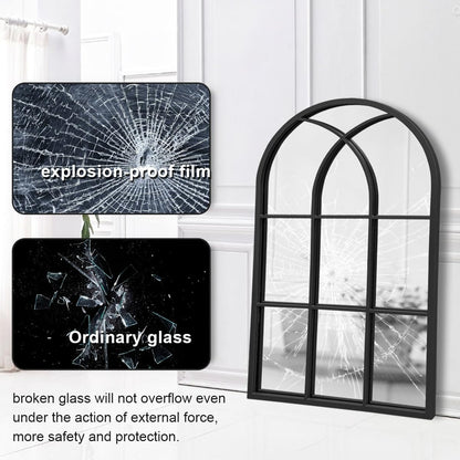 Dewfig 65"x 22" Arched Window pane Full Length Mirror, Wall Mirror, Floor Standing Mirrors, Farmhouse Long Full Body Mirrors Wall Mounted for Living Room, Bedroom, Entryway, Fireplace, Black