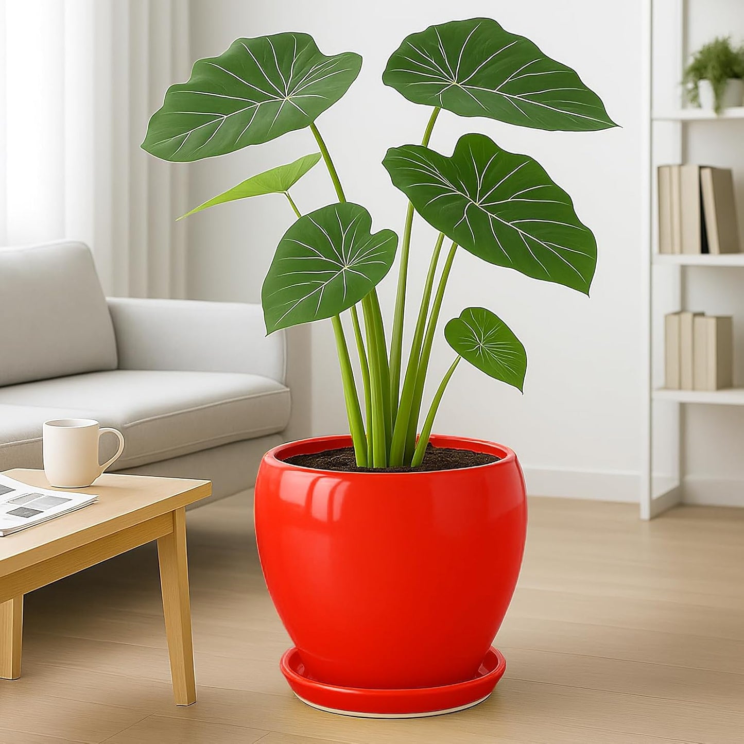 Deep Dream 6 Inch Plant Pots- Ceramic Planter Pot with Drainage Hole and Saucer, Round Flower Pot for Indoor Outdoor Succulent, Snake Plants and Cactus, Blue