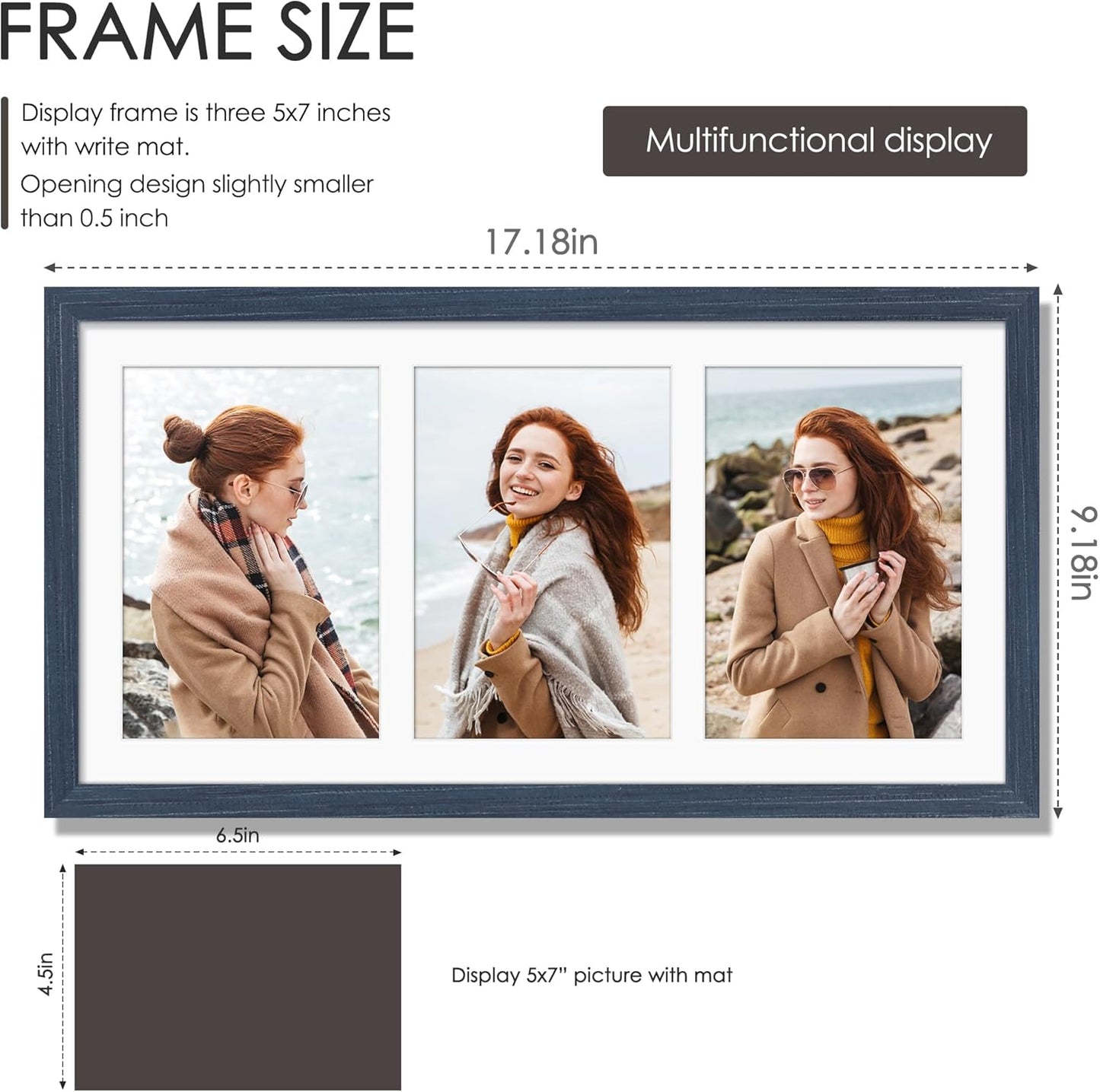 DUENPY 14x26 Collage Picture Frame 4x6 Collage Picture Frame Displays Twelve 4x6 inch Photos Available Horizontal Wall Mounting Display and Vertical Black - Colors B