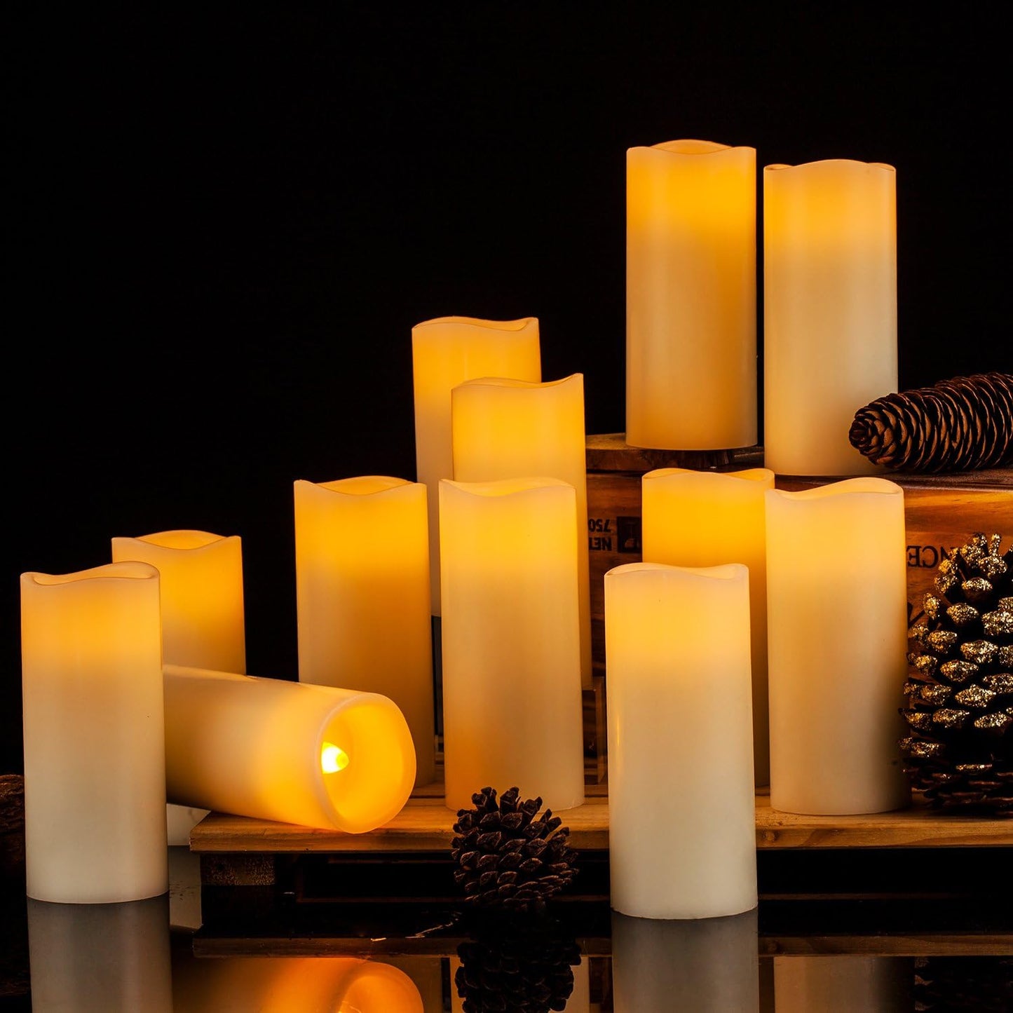 Enpornk Set of 24 Flameless Led Battery Opeated (D2.2'' x H4''5''6'') Waterproof Outdoor Indoor Candles with 10-Key Remotes and Cycling 24 Hours Timer