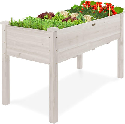 Best Choice Products 72x24x30in Raised Garden Bed, Elevated Wood Planter Box Stand for Backyard, Patio, Balcony w/Divider Panel, 6 Legs, 300lb Capacity - Natural