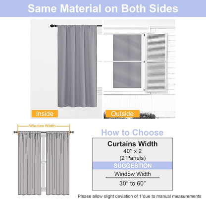 Simplebrand Ava Sage Green Blackout Curtains for Bedroom 63 Inch Length 2 Panels Set, Solid Thermal Insulated Energy Saving Rod Pocket Window Treatment Curtains Blackout Drapes, W40 x L63 Inch, Sage - Colors B