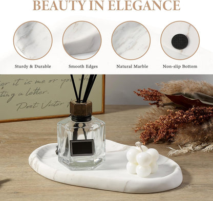 Koville Luxurious Natural Marble Vanity Tray, Cloud Shape Serving Stone Key Tray for Home Decor, 10" x 7" Marble Storage Trays for Bathroom, Stone Plate Holder for Perfume, Candle and Jewelry