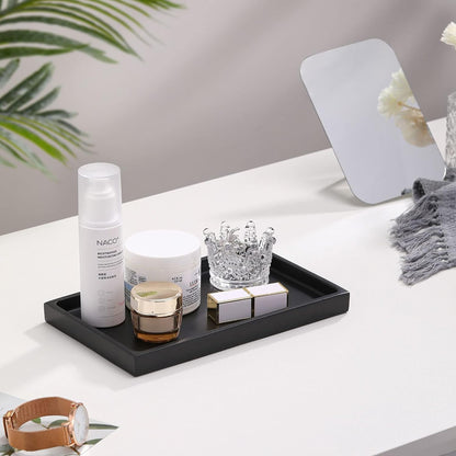 Luxspire Bathroom Vanity Tray, 8 x 4 inch Resin Kitchen Sink Tray for Soap Dispenser Bathroom Countertop Organizer Plate Holder for Perfume Soap Towel Bathroom Accessories, Mini, White Marble