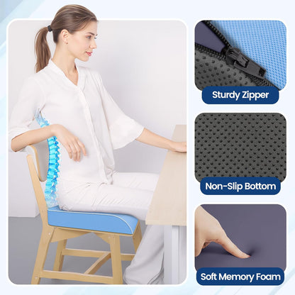 SweetSlubr Seat Cushion for Tailbone Pain Relief, Office Chair Cushion, Memory Foam Large Cushion with Non-Slip Cover for Soft Support at Office Chair, Car Seat, Airplane, Floor Pillow, Black/Large