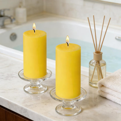 2 Pack 3x6 Inch Sage Green Unscented Pillar Candles - 70 Hour Long Burning Dripless Smokeless Candles for Home Decor Weddings Festivals Spa Meditation
