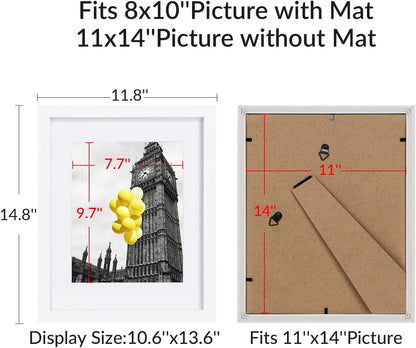 12x12 Picture Frame Set of 9, Display Pictures 8x8 with Mat or 12x12 without Mat, Multi Collage Gallery Square Photo Frames for Wall or Tabletop, Black