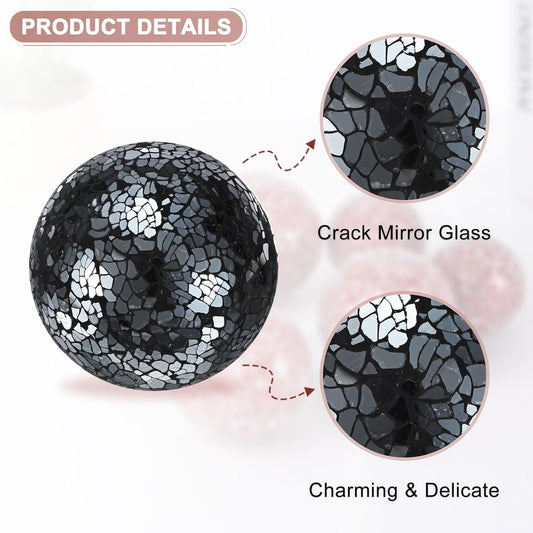 M METERXITY 3-Pack Decorative Ball for Bowls, 3 Inch Mosaic Glass Balls Decorative Glass Orbs for Home Decor/Dining Tables/Wedding Party/Coffee Table/Centerpiece Decor [White]