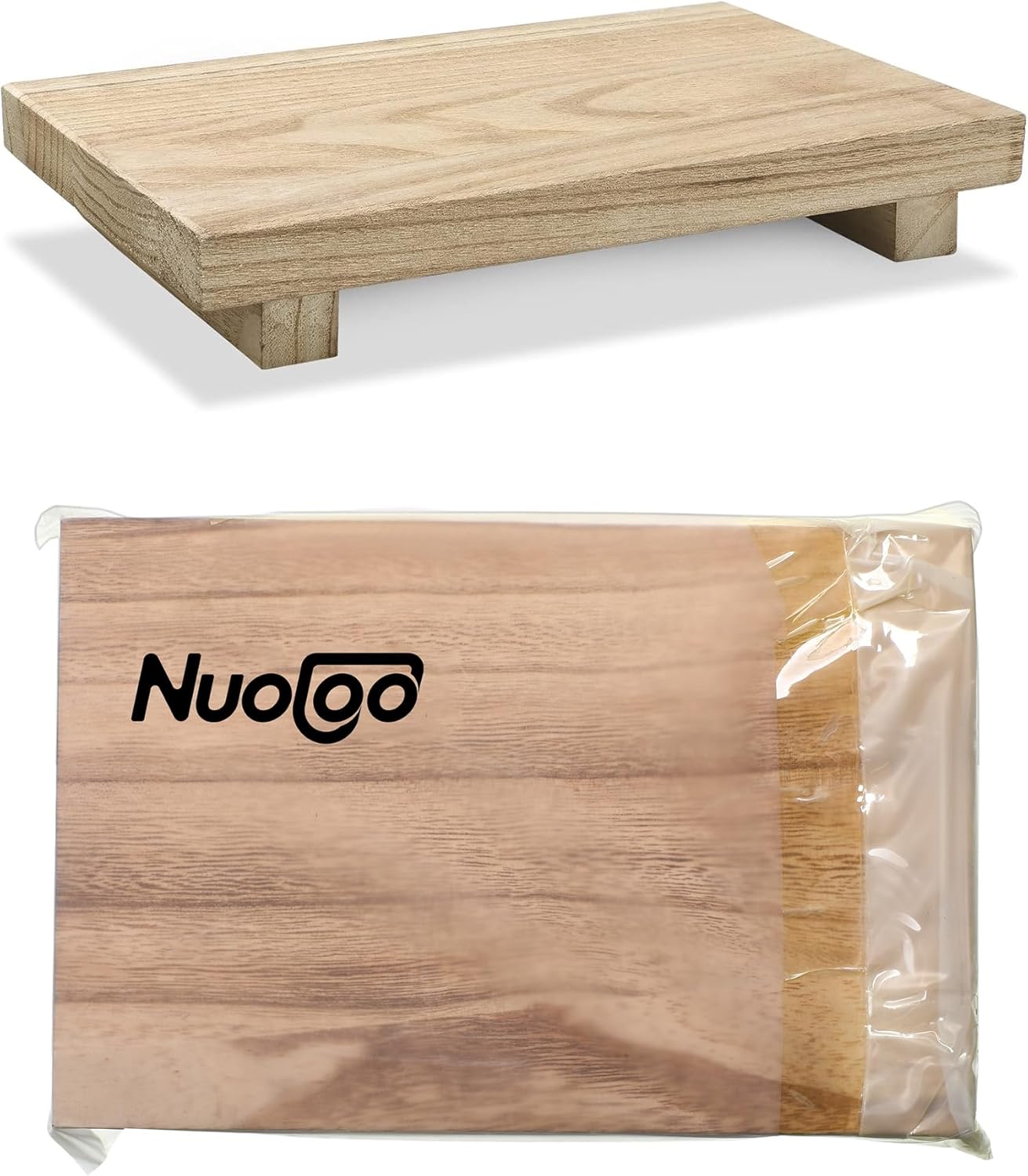 Nuogo Wood Riser Tray Soap, Stand Soap Tray for Kitchen Sink, Wood Pedestal for Kitchen Counter Sink Stand Decorative Rustic Bathroom Dishes Plant Bottles Candles Display(12 x 7 Inch,Brown)