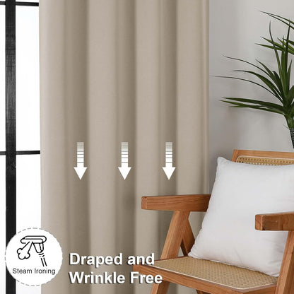Simplebrand Ava Sage Green Blackout Curtains for Bedroom 63 Inch Length 2 Panels Set, Solid Thermal Insulated Energy Saving Rod Pocket Window Treatment Curtains Blackout Drapes, W40 x L63 Inch, Sage - Colors B