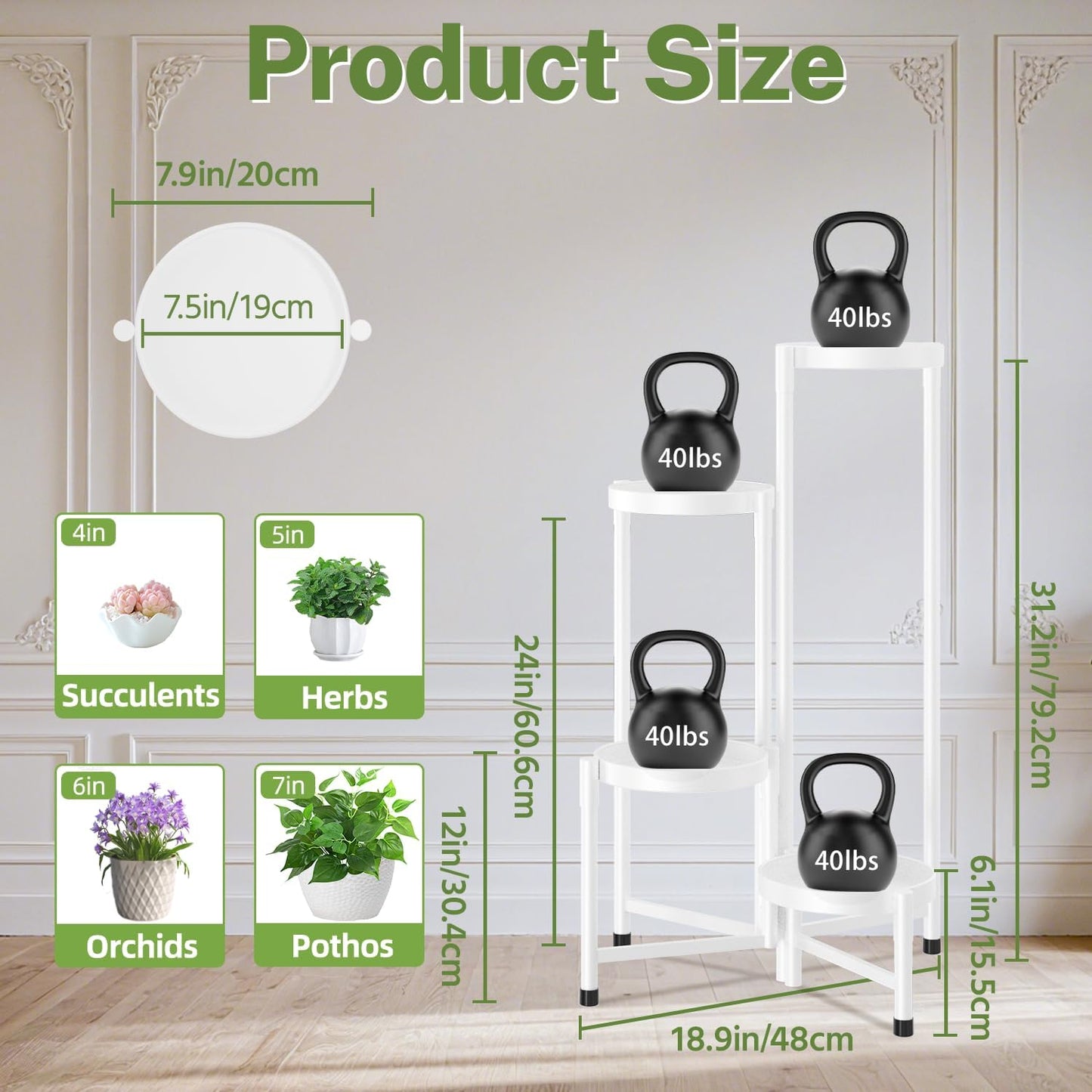 iDavosic.ly Plant Stand Indoor Outdoor, 5 Tier Corner Metal Flower Display Holder Shelf, Folding Tall Orchid Rack for Patio Balcony Porch Garden Living Room House, Black