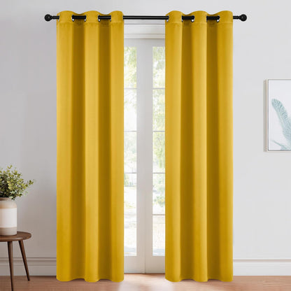 NICETOWN Halloween Pitch Black Solid Thermal Insulated Grommet Blackout Curtains/Drapes for Bedroom Window (2 Panels, 42 inches Wide by 63 inches Long, Black) - Colors A