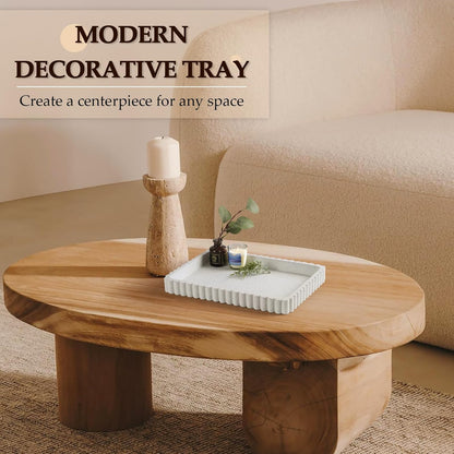 Concrete Decorative Tray for Coffee Table Decor, 14" Coffee Table Tray Ottoman Tray Table Centerpieces, Rectangular Modern Decorative Trays for Home Decor, Living Room, Entry, Black