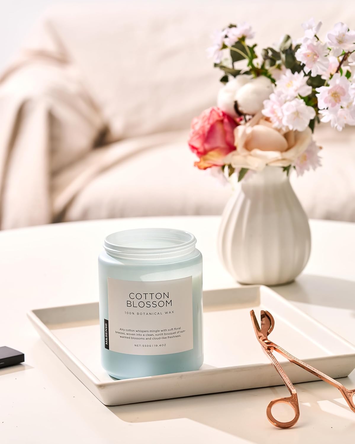 M&SENSE Eucalyptus & Mint Scented Jar Candle, Large 19.4oz Natural Soy Wax, 110-Hour Long Lasting Non-Toxic Clean Burning, Fresh Smelling Home Aromatherapy for Spa Stress Relief, Gifts for Men Women